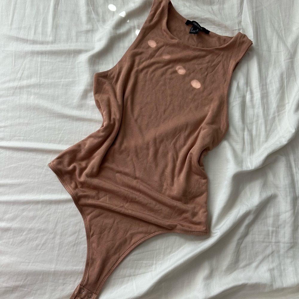 Forever 21 Brown Ribbed Tank Bodysuit